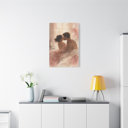 Soft Watercolor Intimate Kiss Scene Wall Art & Canvas Print