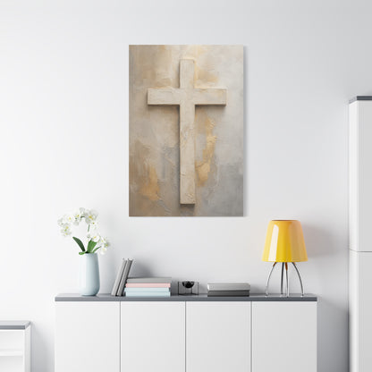 Minimal Ivory Christian Cross Wall Art & Canvas Print