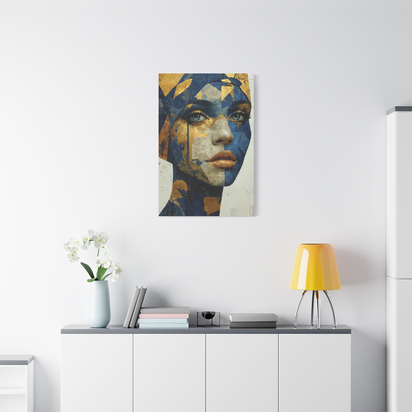 Geometric Gold Mask Portrait Wall Art & Canvas Print