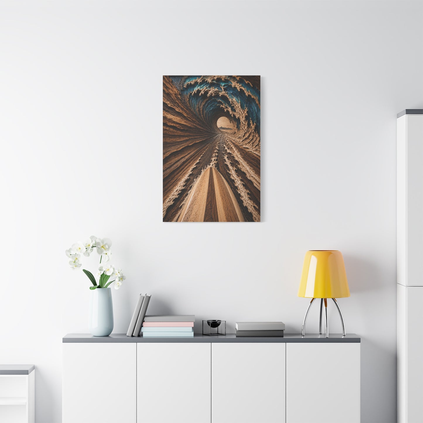 Wooden Barrel Tunnel Surf View Wall Art & Canvas Print
