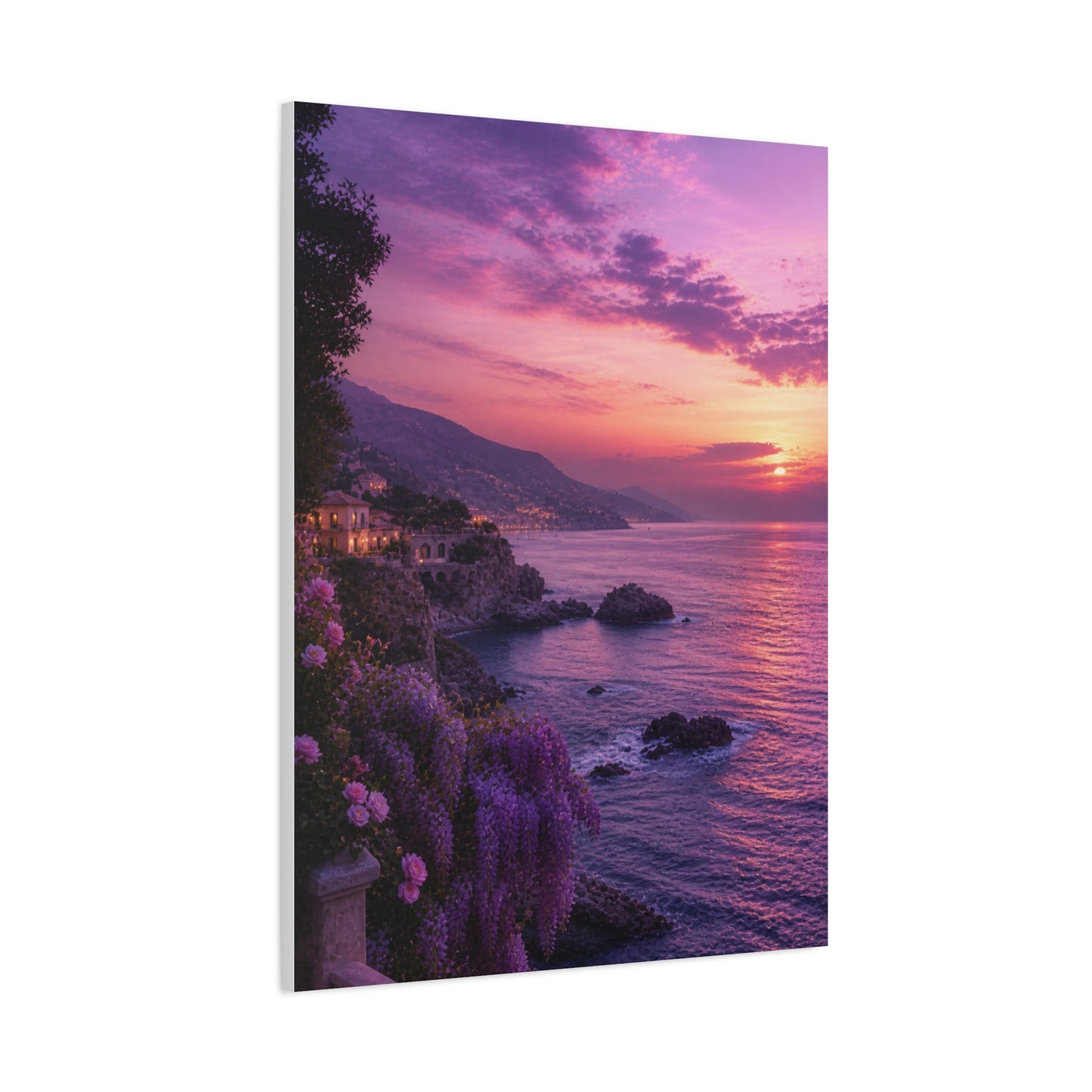 Violet Coastal Sunset Landscape Wall Art & Canvas Print