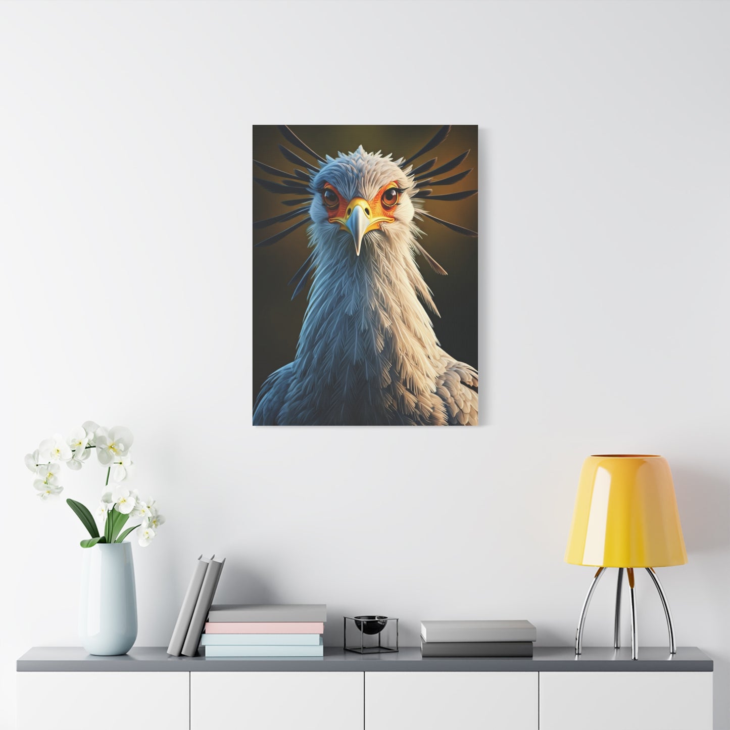 Majestic Secretary Bird Portrait Wall Art & Canvas Prints