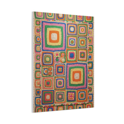 Joyful Granny-Square Patchwork Wall Art & Canvas Print