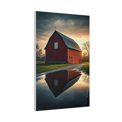 Reflected Red Barn at Dusk Wall Art & Canvas Prints