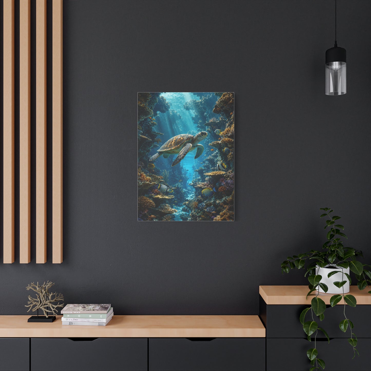 Deep Reef Canyon Turtle Journey Tropical Wall Art & Canvas Print