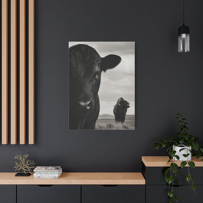 Black Angus & Bison Dual Portrait Landscape Wall Art & Canvas Print