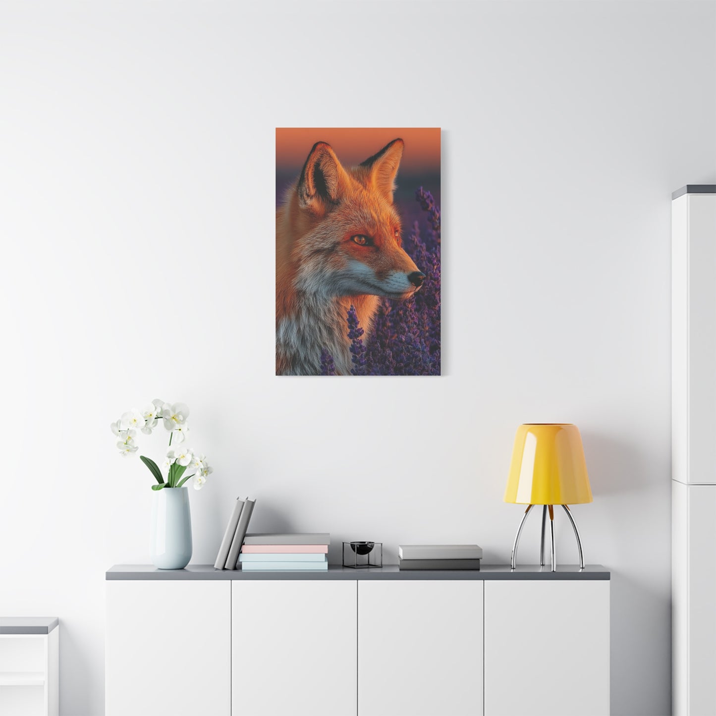 Lavender Field Fox Sunrise Wall Art & Canvas Print
