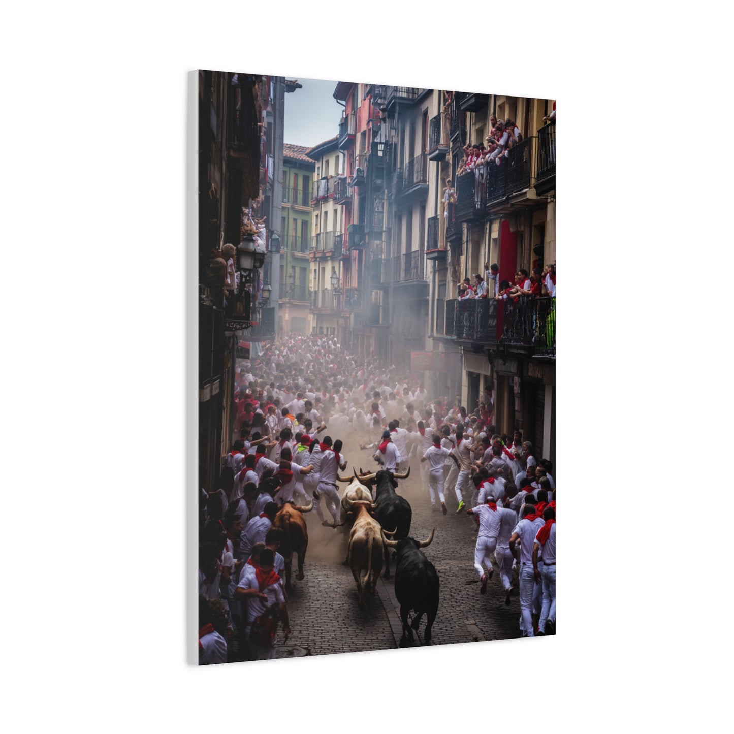 Pamplona Festival Bull Run Wall Art & Canvas Print