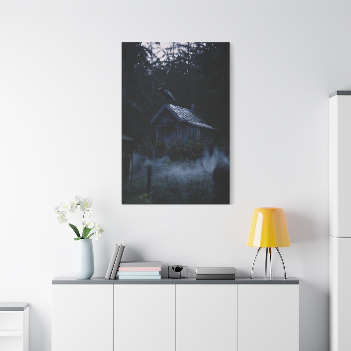 Raven on Witch’s Cottage Roof Wall Art & Canvas Print