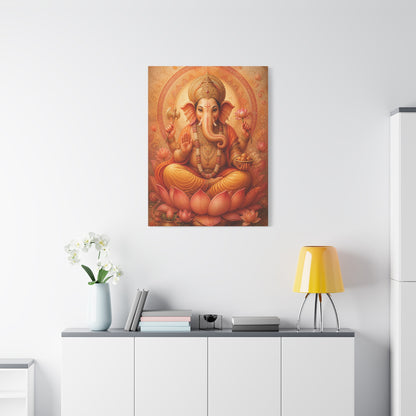 Lord Ganesha Lotus Blessing Wall Art & Canvas Print