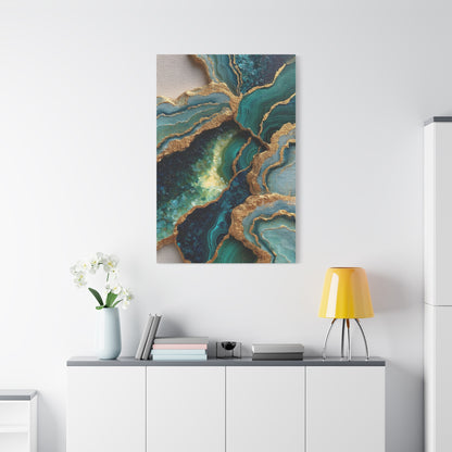 Malachite Emerald & Gold Geode Abstract Wall Art & Canvas Print