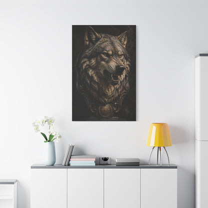 Baroque Gothic Wolf Head Sculpture Portrait Wall Art & Canvas Print