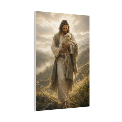 Jesus Carrying the Lamb at Dawn Wall Art & Canvas Print