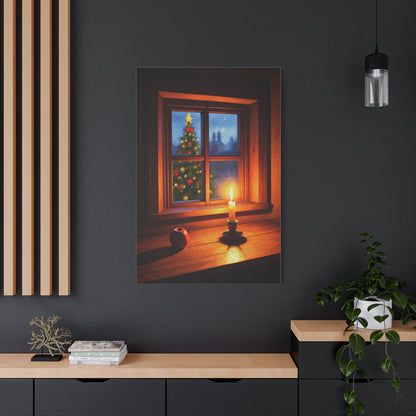 Cozy Christmas Window Candle Scene Wall Art & Canvas Print