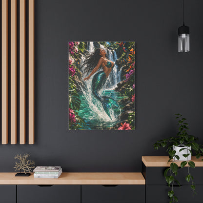 Tropical Waterfall Mermaid Escape Wall Art & Canvas Print