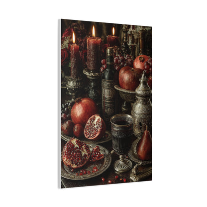 Pomegranate and Candlelight Renaissance Still Life Wall Art & Canvas Print