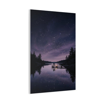 Starlit Reflection Lovers Minimal Scene Wall Art & Canvas Print