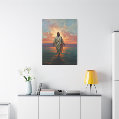 Jesus Walking on the Sea at Sunset Wall Art & Canvas Print