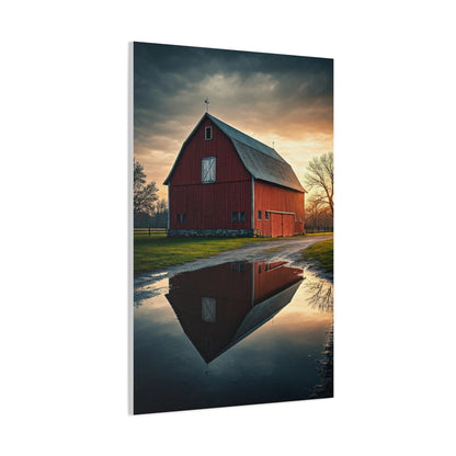 Reflected Red Barn at Dusk Wall Art & Canvas Prints