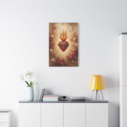 Sacred Heart Floral Devotional Wall Art & Canvas Print