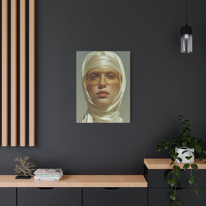 Golden Veil Futuristic Portrait Wall Art & Canvas Print