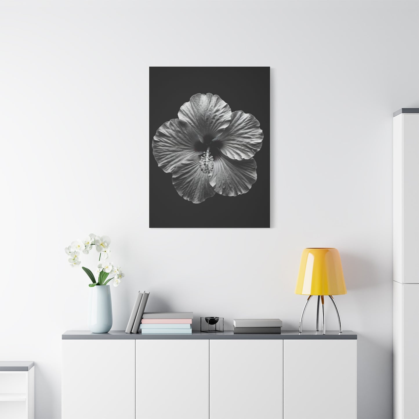 Monochrome Hibiscus Elegance Wall Art & Canvas Prints