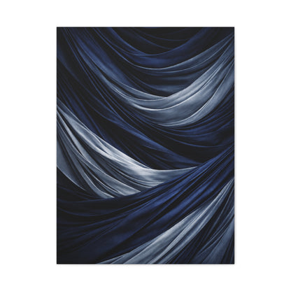 Draped Navy Textile Abstraction Wall Art & Canvas Print
