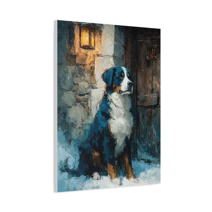 Bernese Mountain Dog Winter Chalet Wall Art & Canvas Print