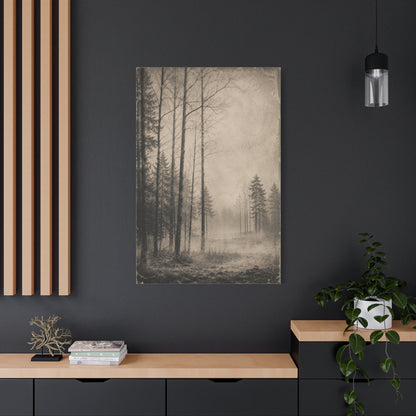 Vintage Fog Forest Monochrome Trees Wall Art & Canvas Print