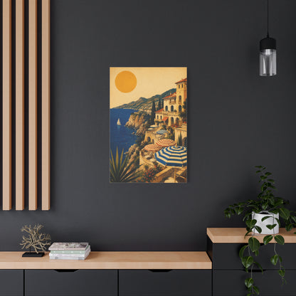 Riviera Coastal Terrace Poster Wall Art & Canvas Print