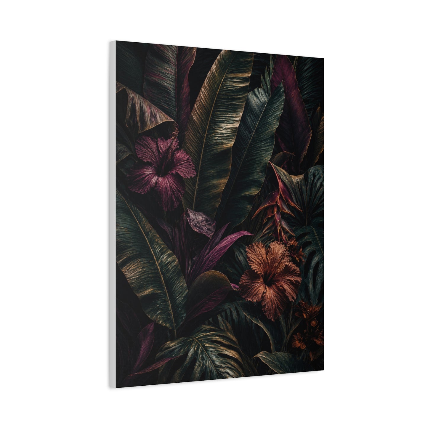 Dark Botanical Hibiscus Jungle Tropical Wall Art & Canvas Print