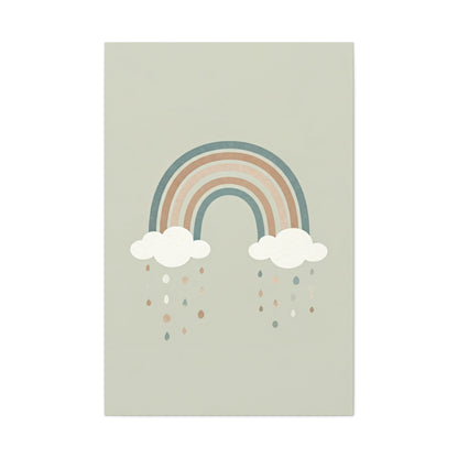 Pastel Rainbow & Clouds Nursery Wall Art & Canvas Print