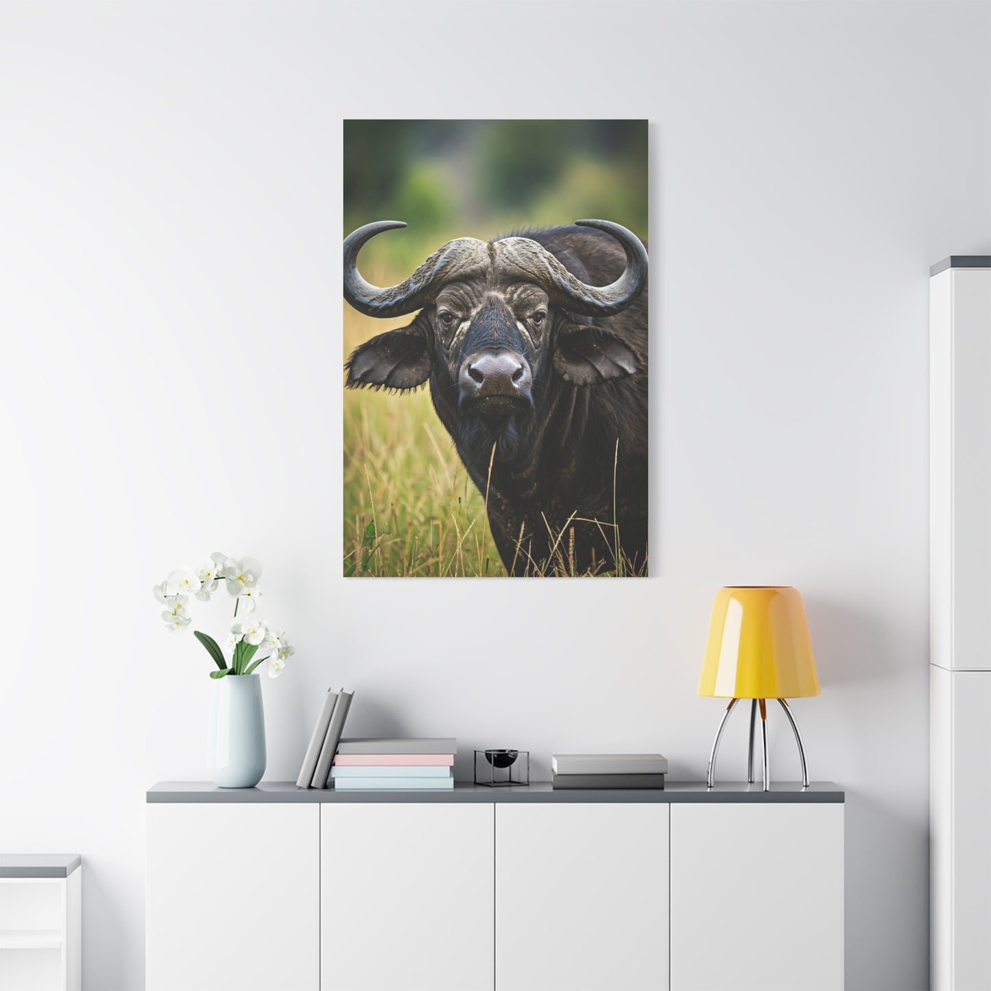 Cape Buffalo in Savannah Grassland Portrait Wall Art & Canvas Print