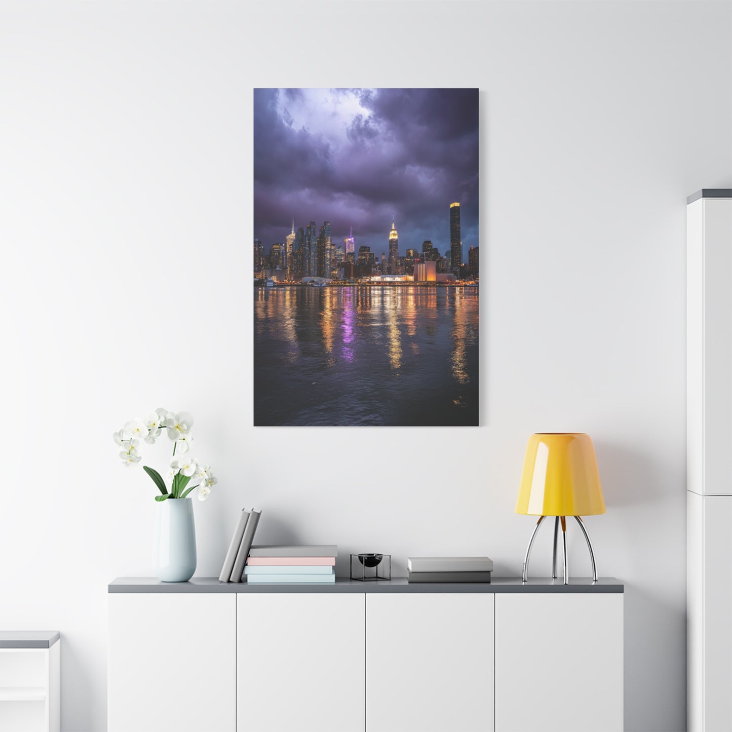 New York Skyline Rainstorm Reflections Wall Art & Canvas Print
