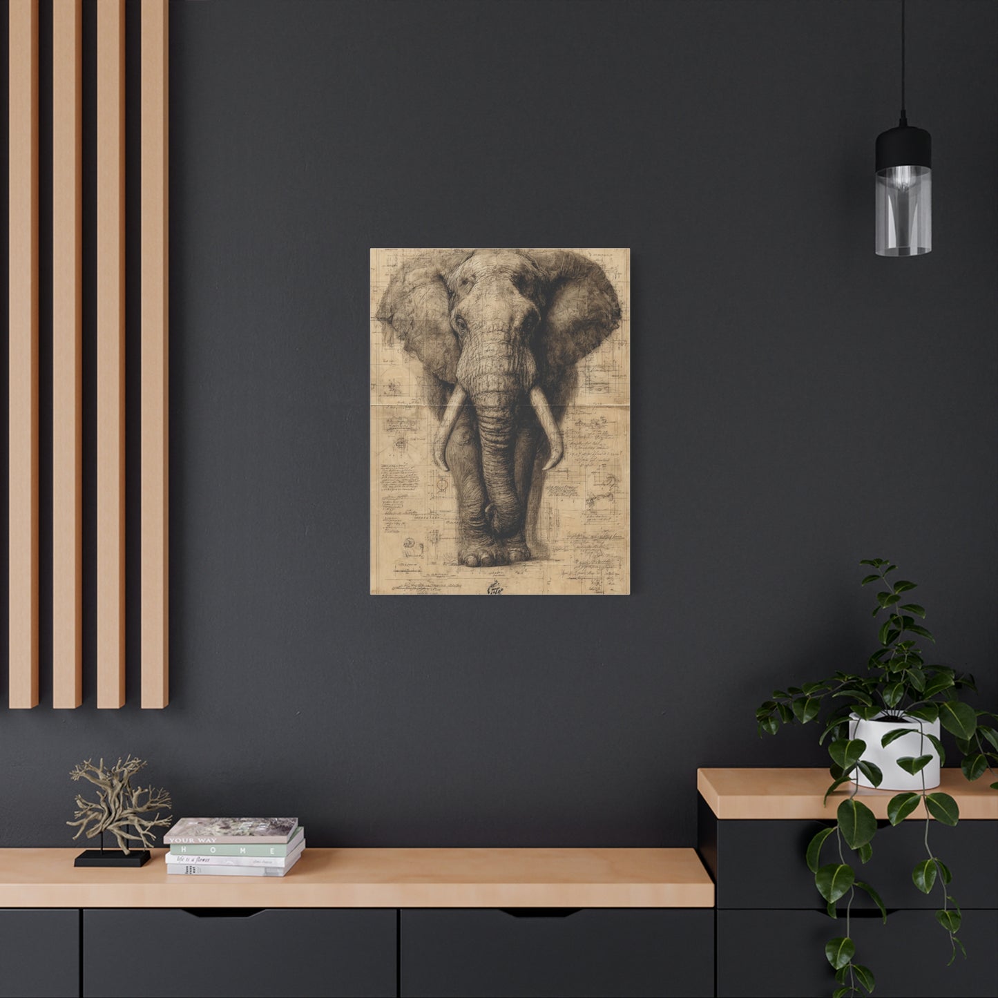 Vintage Elephant Natural History Study Wall Art & Canvas Print