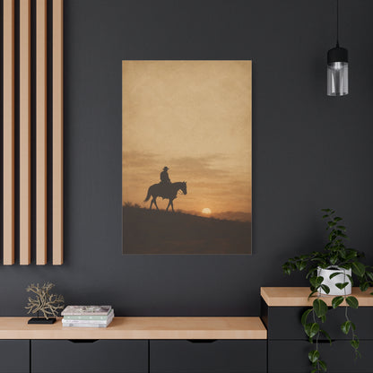 Vintage Cowboy Sunset Horizon Scene Wall Art & Canvas Print