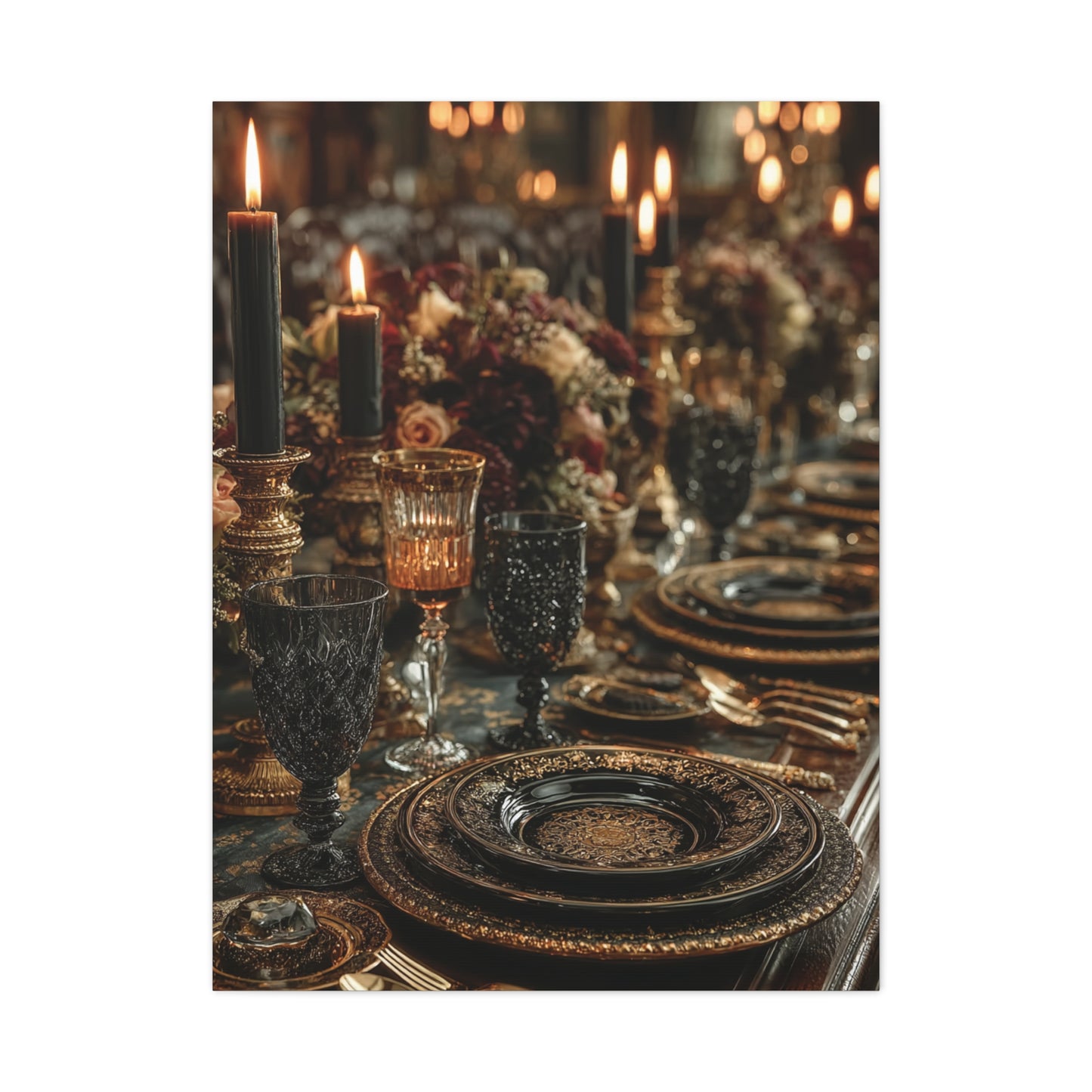 Candlelit Luxury Dinner Table Wall Art & Canvas Print
