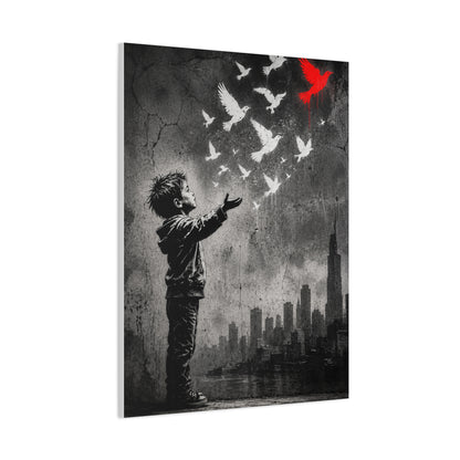 Freedom Birds Urban Stencil Street Wall Art & Canvas Print