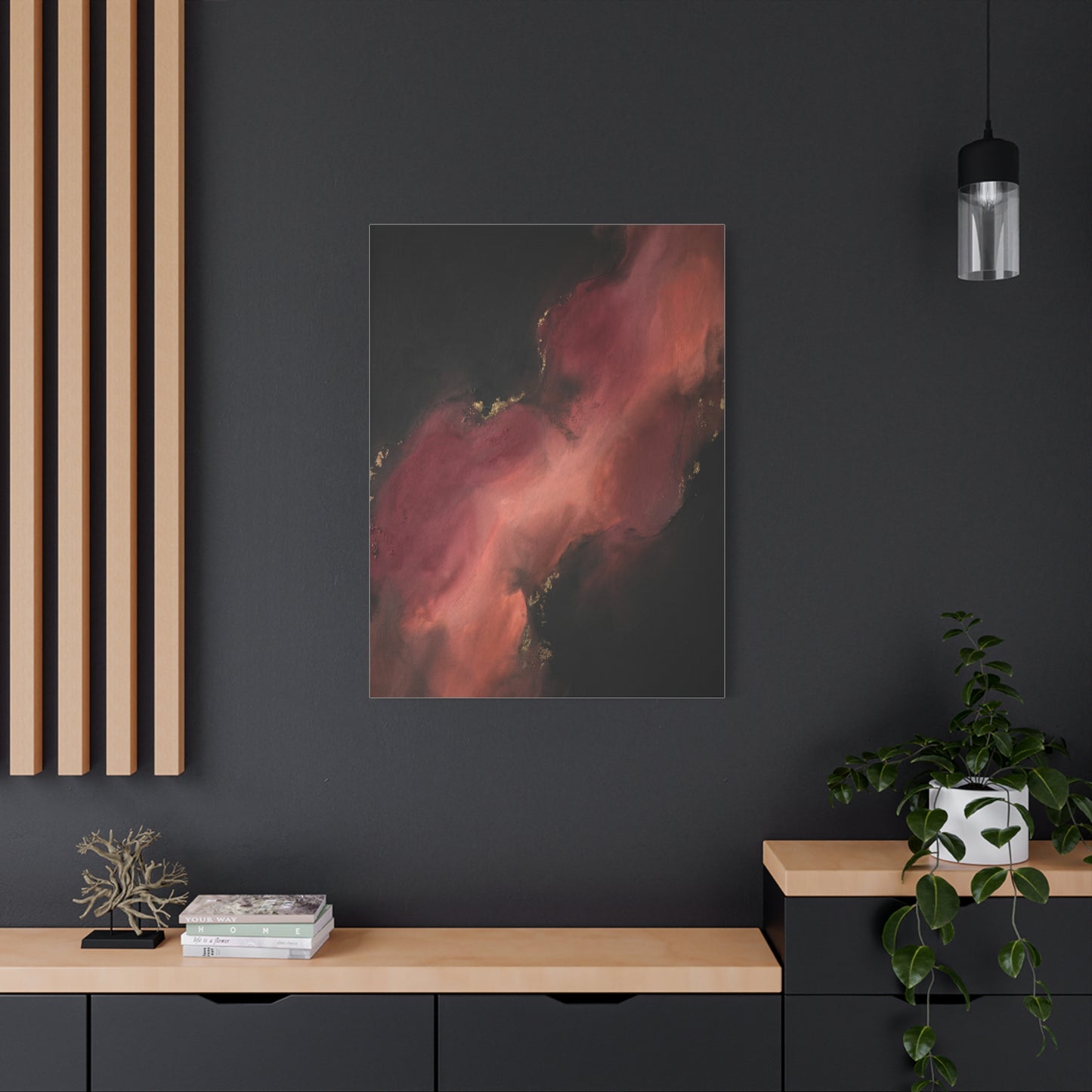 Red and Black Smoky Luxury Abstract Wall Art & Canvas Print