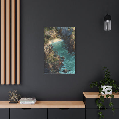 Hidden Coastal Cove Between Towering Sea Cliffs Wall Art & Canvas Print