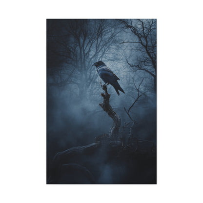 Solitary Raven on Twisted Branch Wall Art & Canvas Print