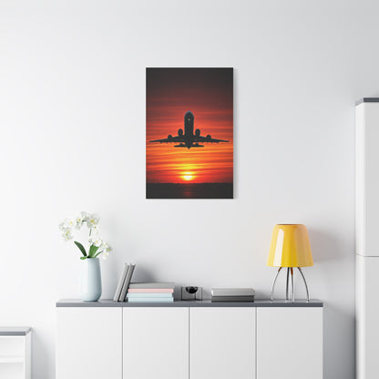 Sunset Departure Jet Silhouette Wall Art & Canvas Prints