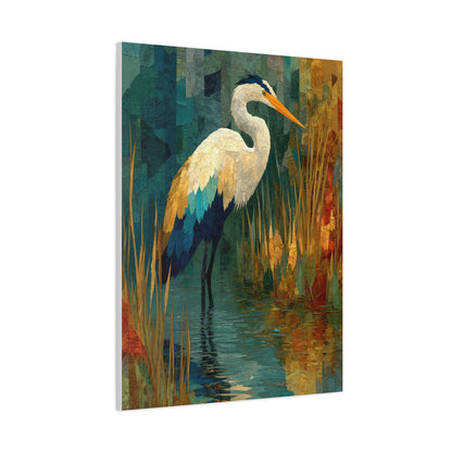 Marsh Heron Textured Composition Wall Art & Canvas Print