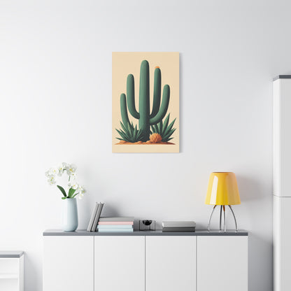 Desert Botanical Saguaro and Agave Composition Wall Art & Canvas Prints