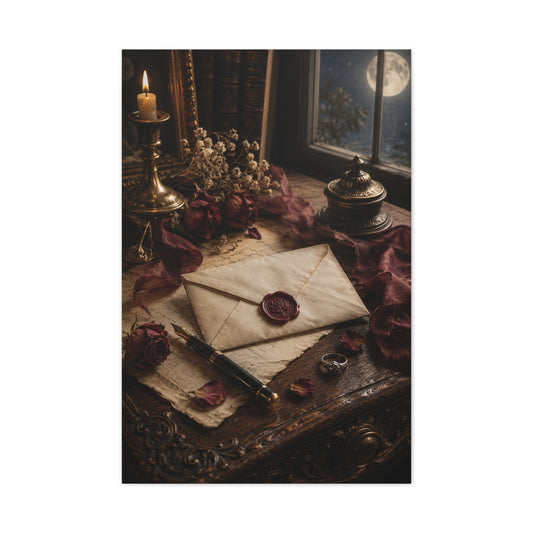 Vintage Love Letter Candlelight Desk Wall Art & Canvas Print