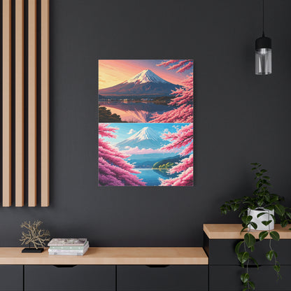 Mount Fuji Sakura Reflection Landscape Wall Art & Canvas Prints