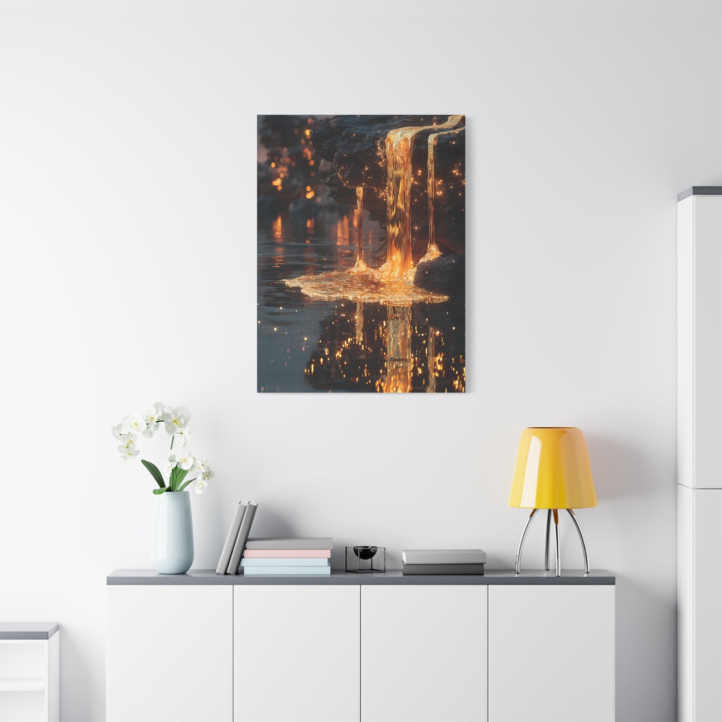 Molten Gold Waterfall Wall Art & Canvas Print