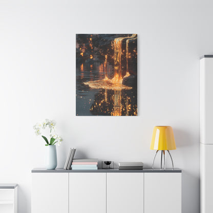 Molten Gold Waterfall Wall Art & Canvas Print
