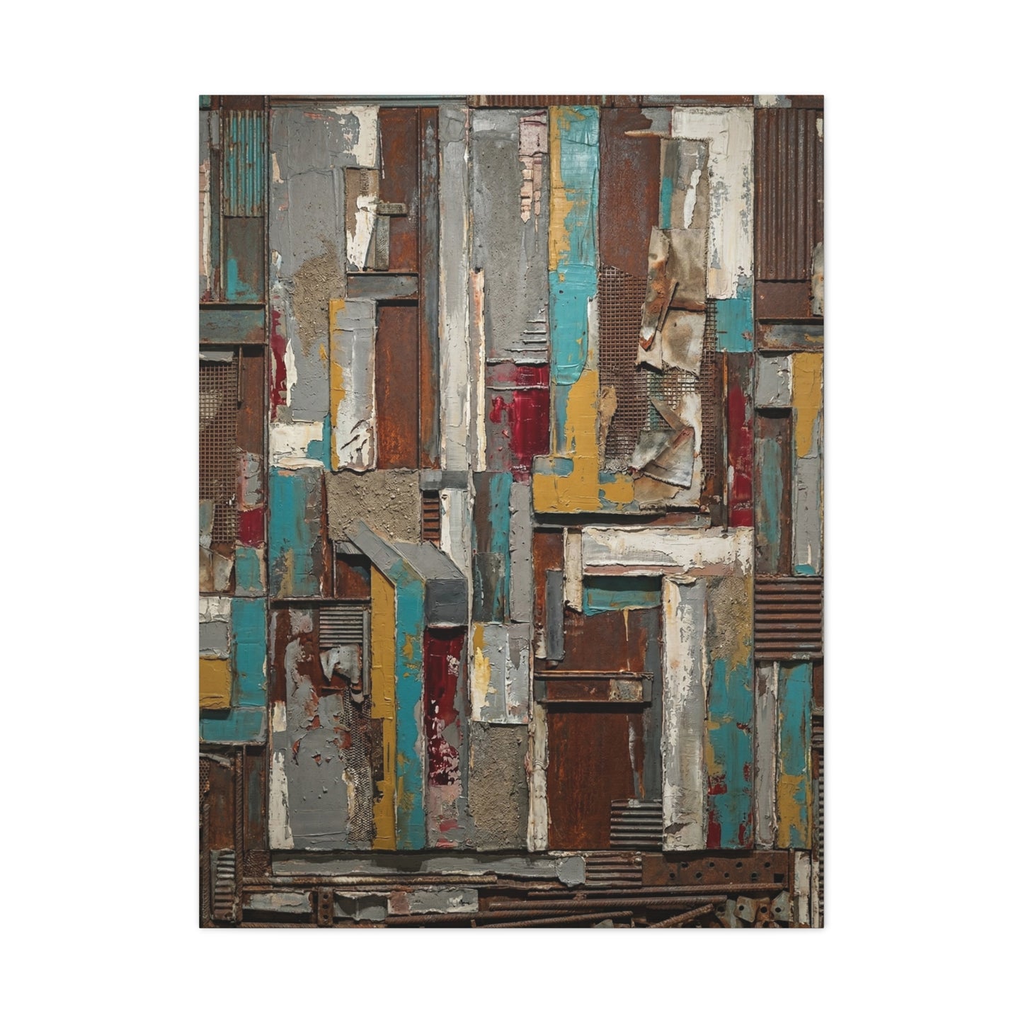 Mid-Century Modern Muted Geometric Color Block Wall Art & Canvas Print