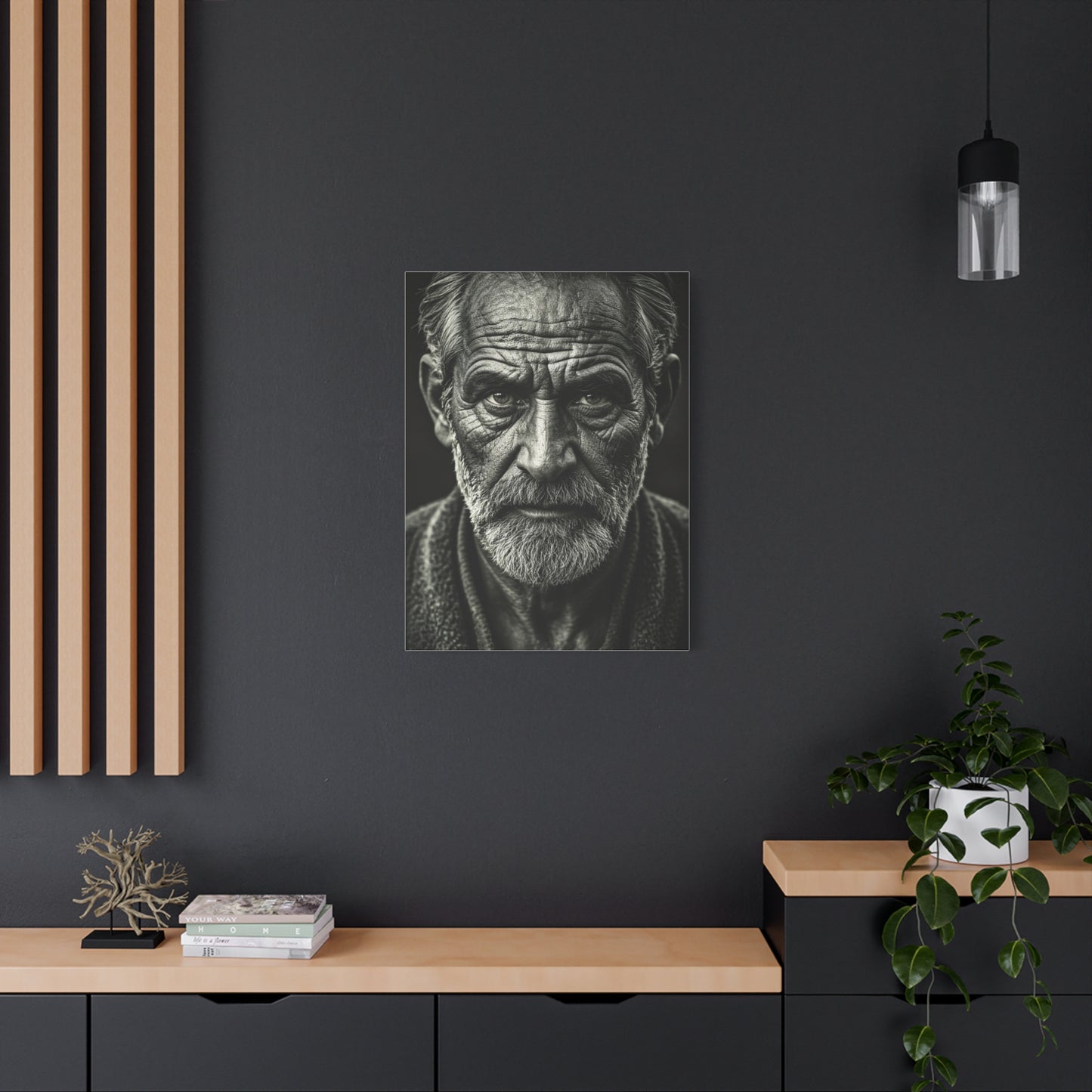 Lines of Time Black & White Elder Portrait Wall Art & Canvas Prints